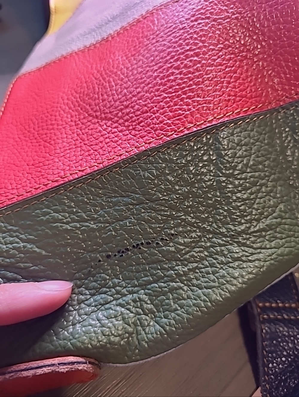Amerileather Multicolor Panel Leather Crossbody Bag - Colorblock Red, Lavender - Picture 10 of 16